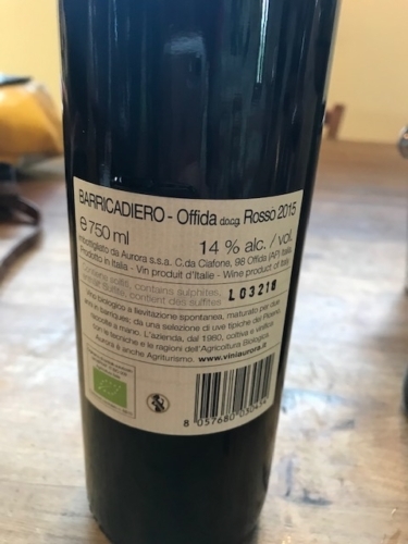 Aurora's 2015 Barricadiero Montepulciano from Offida, Le Marche 