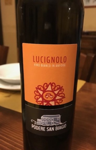 Fiore Podere San Biagio's 2017 Lucignolo Orange Wine. Malvasia & Trebbiano in Anfora.