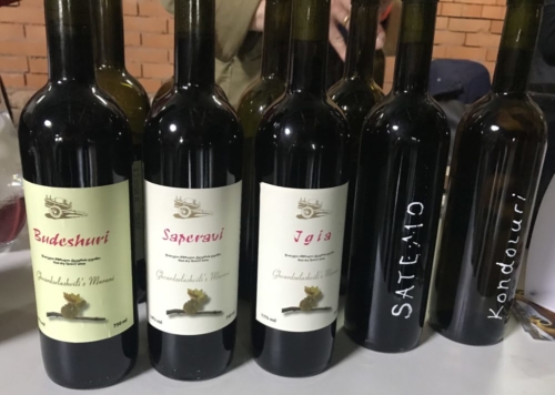 Lineup of Ghvardzelashvil Marani Wines from 2017 and 2018 (unlabeled)