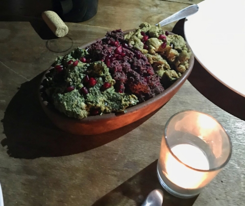 Pkhali - Spinach, beetroot and eggplant with walnut paste